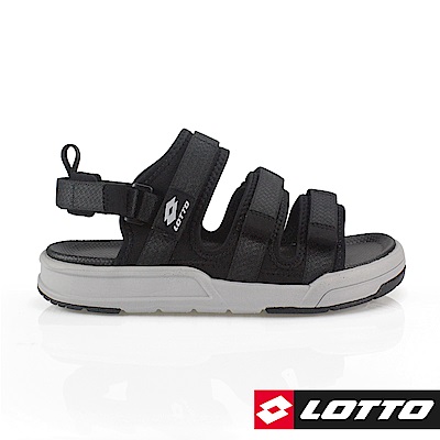 LOTTO 義大利 男 ROMA潮流繫帶涼鞋(黑)