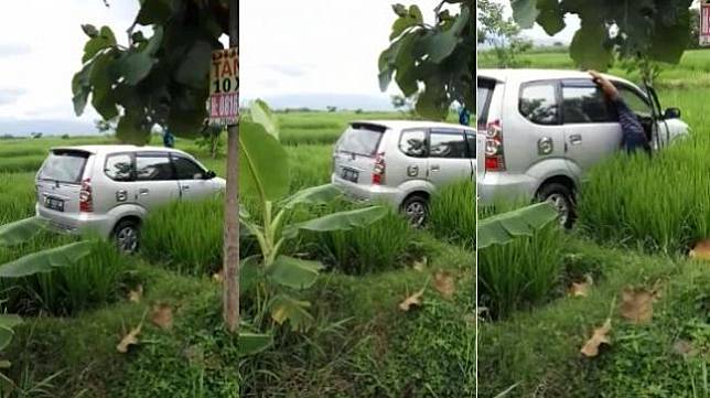 Aneh Bin Ajaib Mobil Masuk Tengah Sawah Tanpa Bekas Jejak Ban