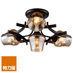 特力屋自有品牌產品 採用四段式電子控制開關切換，具夜燈功能 本產品適用光源 : E27 省電燈泡 x3+小夜燈 E12 燈泡 x1 獨具酒杯造型玻璃燈罩，現代復古風格氣氛呈現 質感黑搭配干邑色玻璃，複