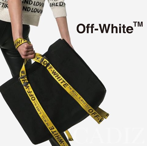 義大利正品 Off-White BLACK CANVAS TOTE BAG黑色街頭大型收納手提袋