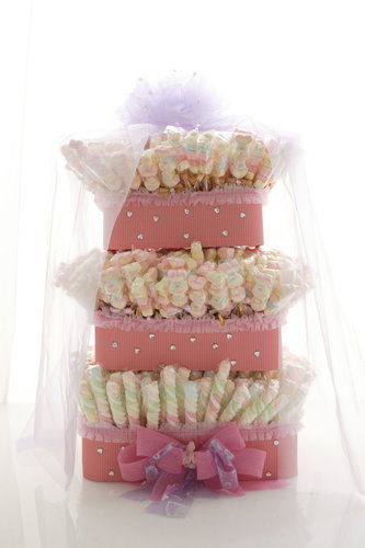 熊花棉花糖串蛋糕塔/1000支 (婚禮小物.二次進場.謝客禮.情人節)~~~