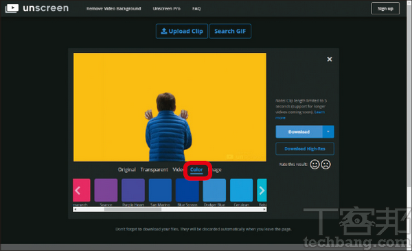 4.切換到「Color」則是以色塊作為背景。