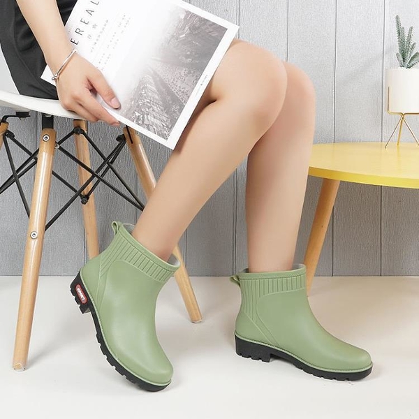 時尚雨鞋女短筒成人簡約外穿水鞋雨靴防水鞋低幫加絨套鞋防滑膠鞋