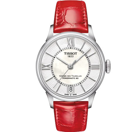 ◆原廠公司貨 ◆珍珠母貝面 ◆日期顯示功能 ◆動力儲存80小時 ◆配備藍寶石水晶鏡面 ◆不鏽鋼錶殼、皮革錶帶 ◆透明底蓋可見賞機芯的律動 ◆料號：T0992071611800