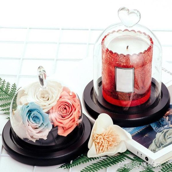 香氛蠟燭玻璃專用防塵罩客廳桌面擺件簡約現代創意透明家具裝飾品夢 露時尚女裝