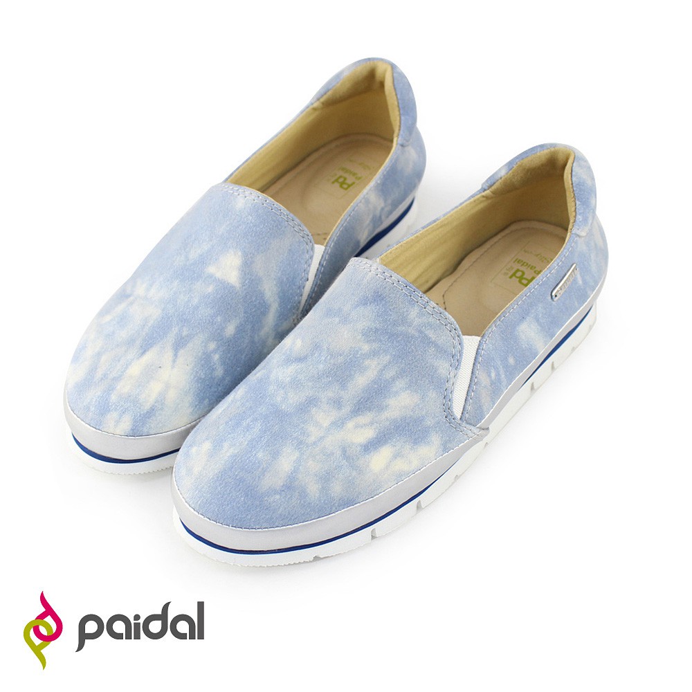 Paidal嘻皮渲染輕運動休閒鞋樂福鞋懶人鞋-淺灰藍