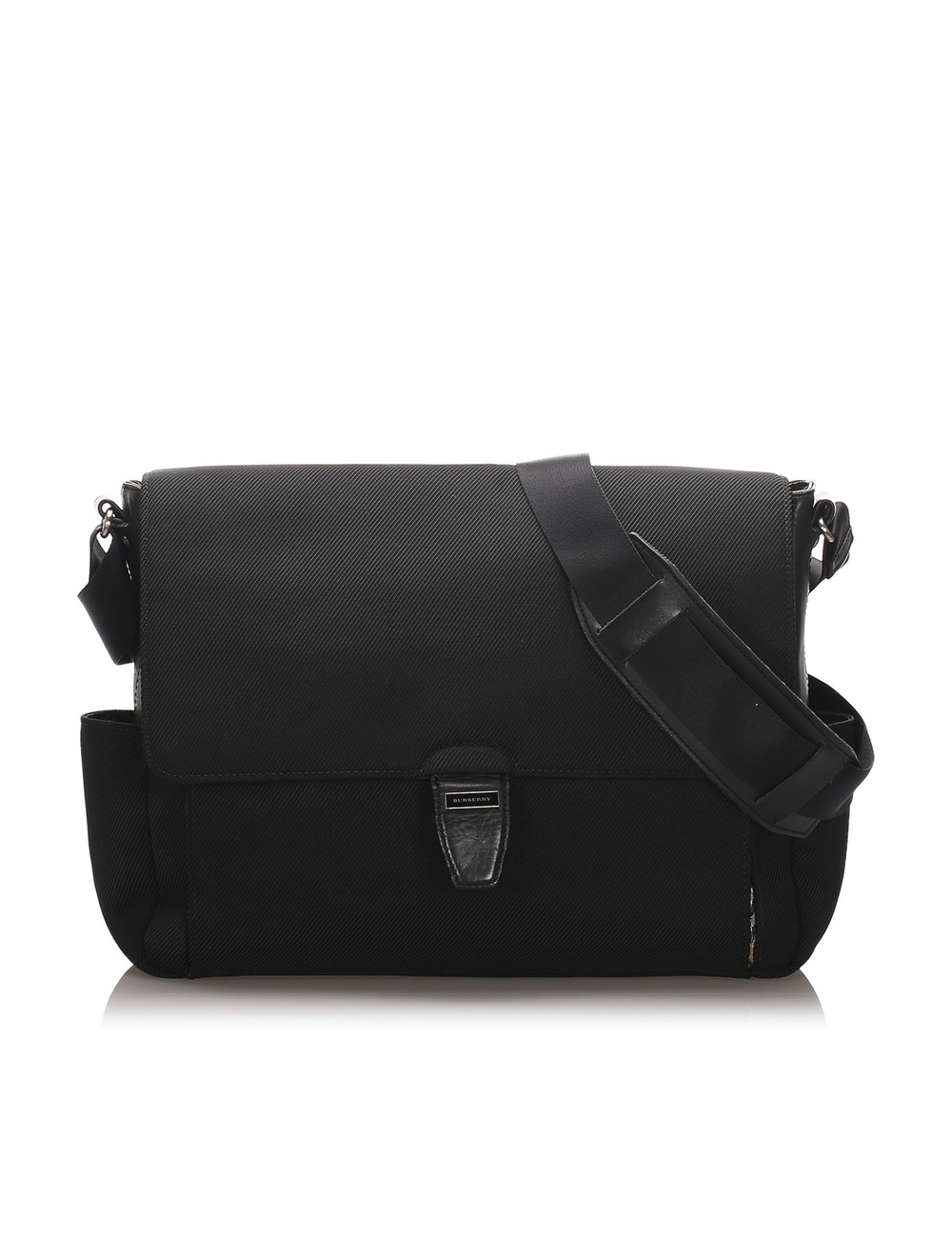 Product Details: Black Burberry Nylon Crossbody Bag. This crossbody bag features a nylon body, side 