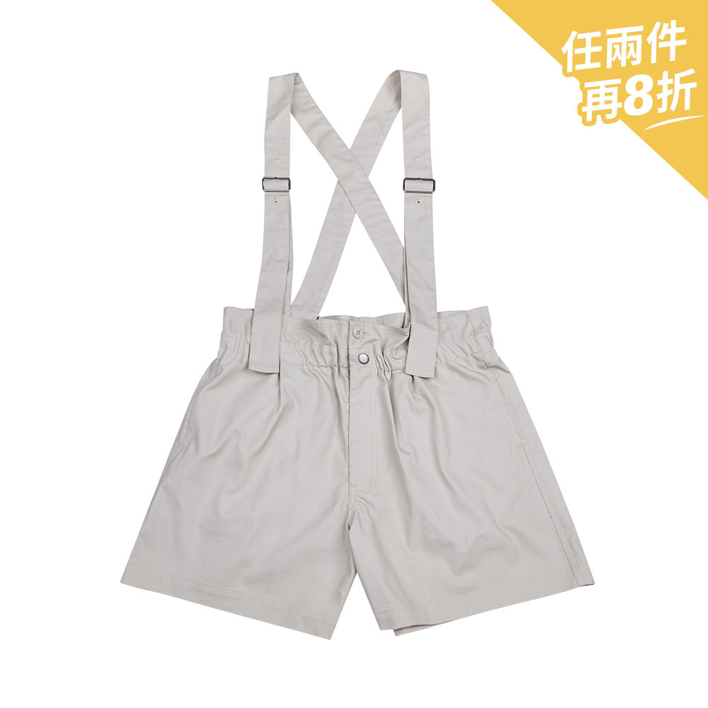 Dickies女款米灰色府綢材質吊帶短褲|DK008840ST0