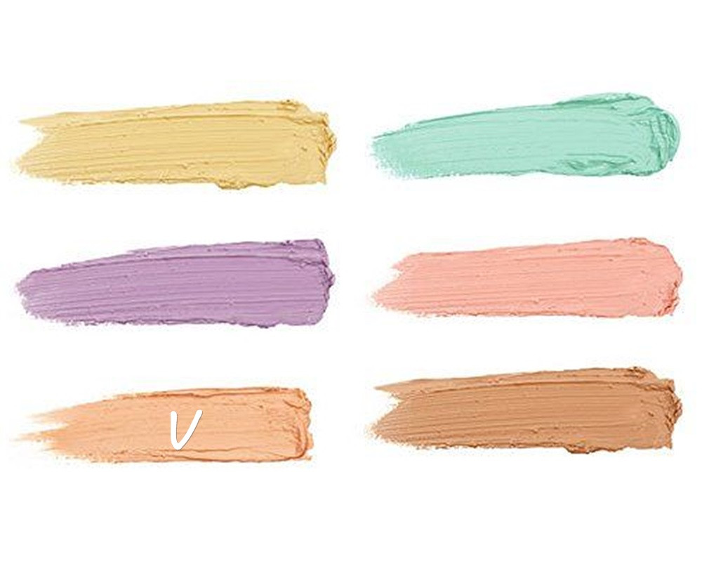 黑眼圈校色遮瑕用法：橙色／粉色＋黃色