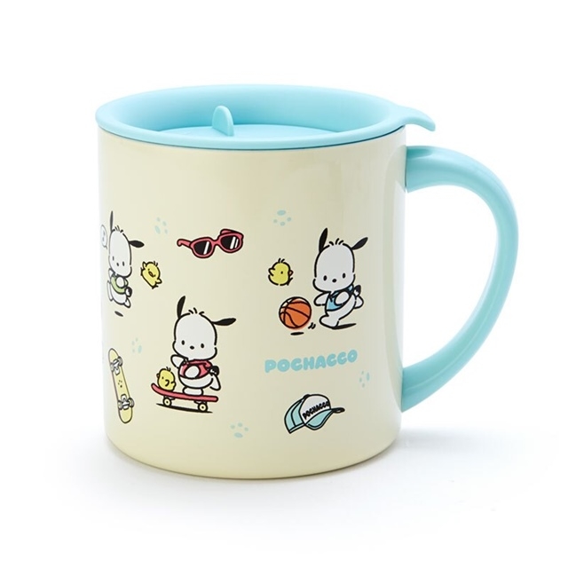 帕恰狗 單耳不鏽鋼杯 附蓋 保溫馬克杯 咖啡杯 保溫杯 300ml (黃綠)