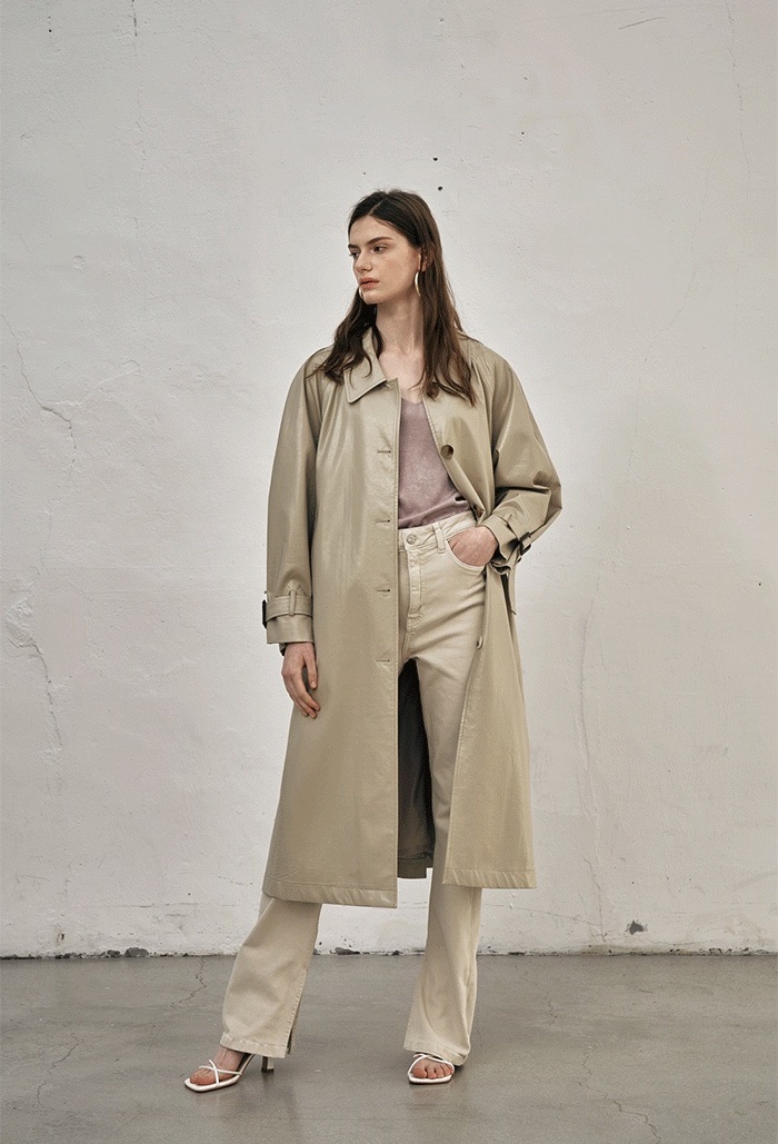 Atelier Nain Big Collar Trench Leather Coat