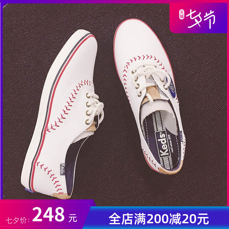 keds小白鞋2019新款帆布鞋女鞋夏棒球款鄭秀晶同款美國代購婚鞋