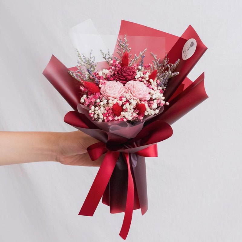 乾燥花/永生花/乾燥花束/畢業花束/母親節花束/新娘捧花/紅色花束