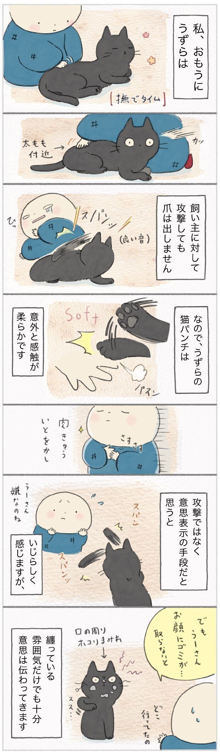 実は優しい 爪なしの猫パンチは意思表示の手段