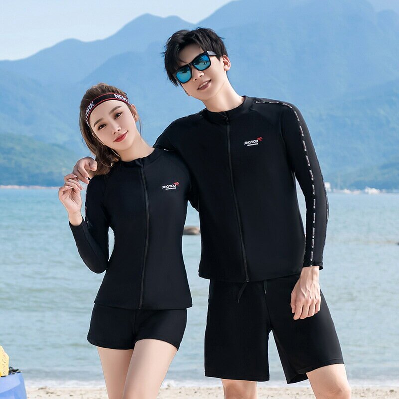 2022新款中大尺碼情侶衝浪泳衣保守浮潛水母長袖長褲潛水服泳裝
