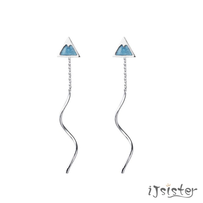 氣質流蘇長款三角雪山韓版波浪簡約百搭長款耳環