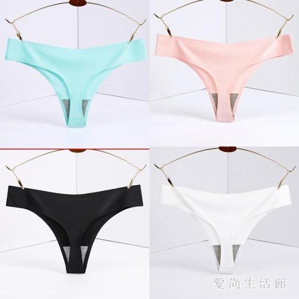 性感冰絲無痕一片式丁字褲女低腰隱形T褲大碼胖mm200斤加肥加大