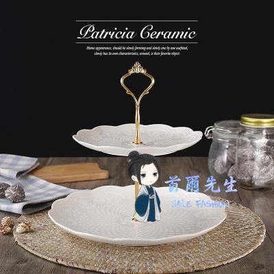 水果盤 歐式浮雕陶瓷串盤點心盤蛋糕架創意下午茶餐具三層婚禮生日水果盤T 3色