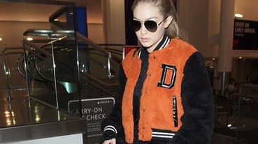 Gigi Hadid 棒球外套很有萬聖風 名模這樣穿很時尚！