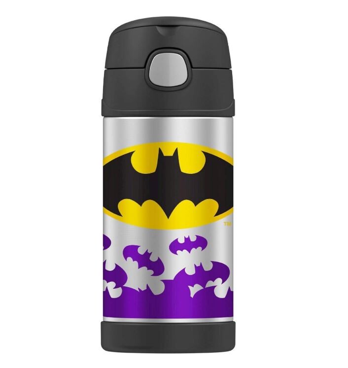 美國 THERMOS 膳魔師 不銹鋼保溫瓶 吸管水壺 兒童水杯 新款提把-蝙蝠俠