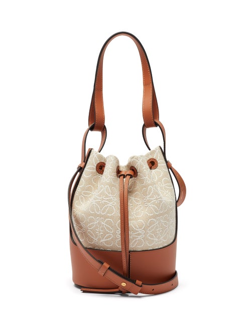 Loewe - Balloon Small Logo-embroidered Canvas Shoulder Bag - Womens - Beige Multi