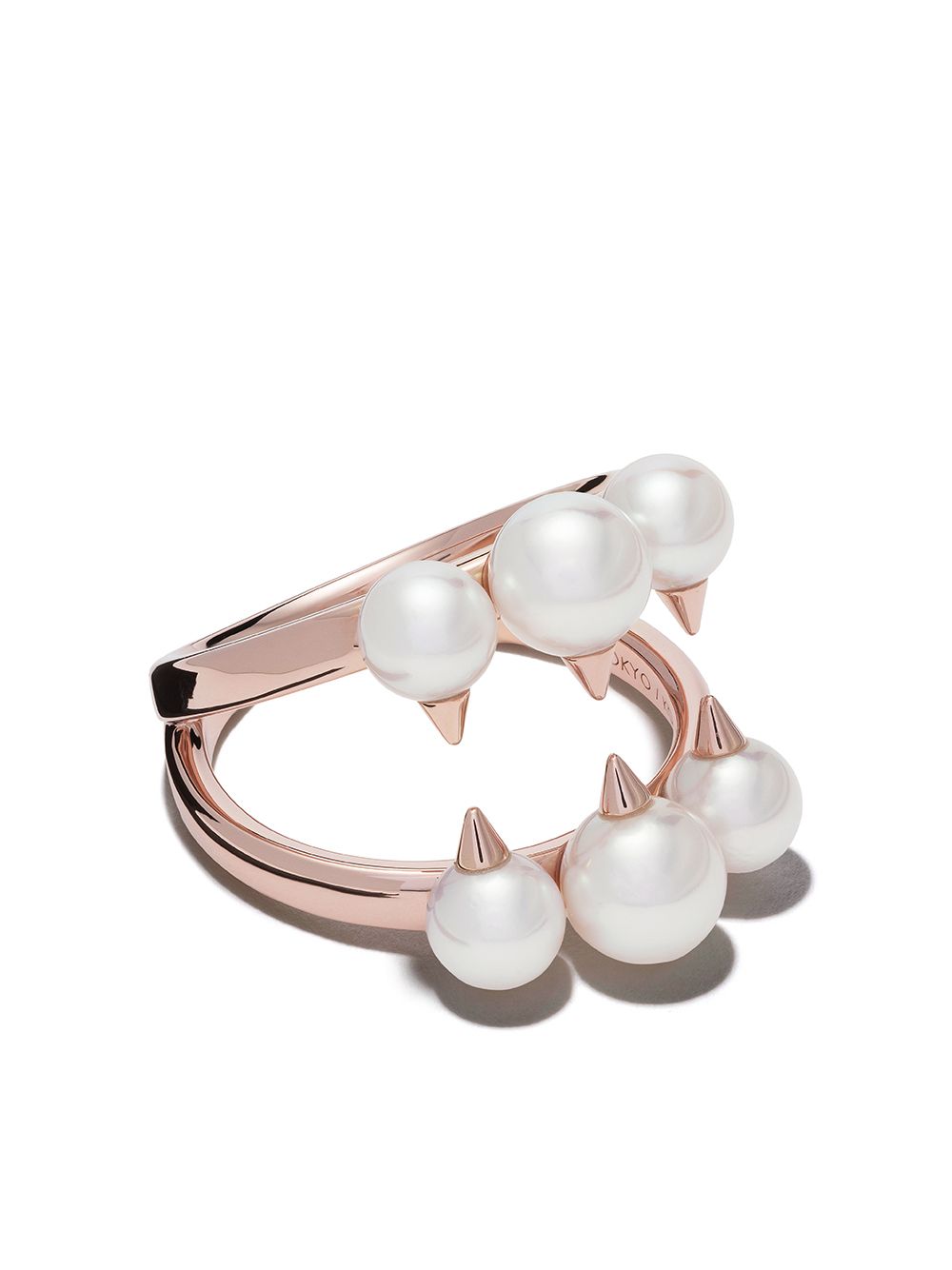 TASAKI - 18kt rose gold Collection Line Danger Signature ring - women - 18kt Rose Gold/Akoya Pearl - 5 1/2 - Unavailable