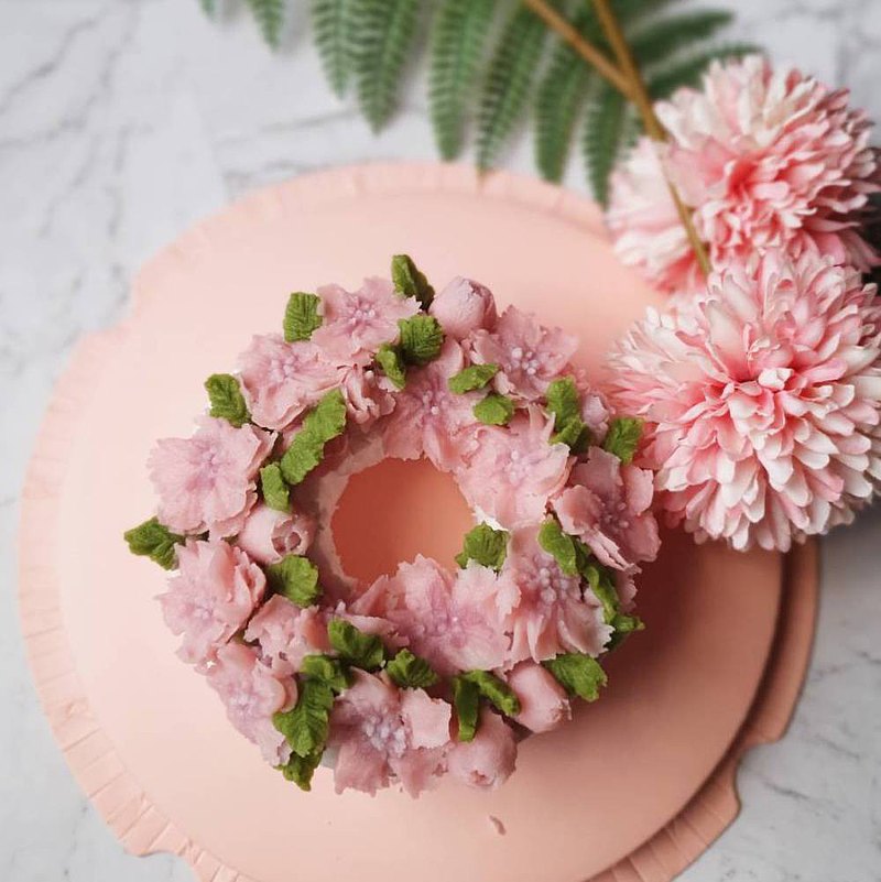 4吋寵物蛋糕 生日蛋糕 韓式花圈款