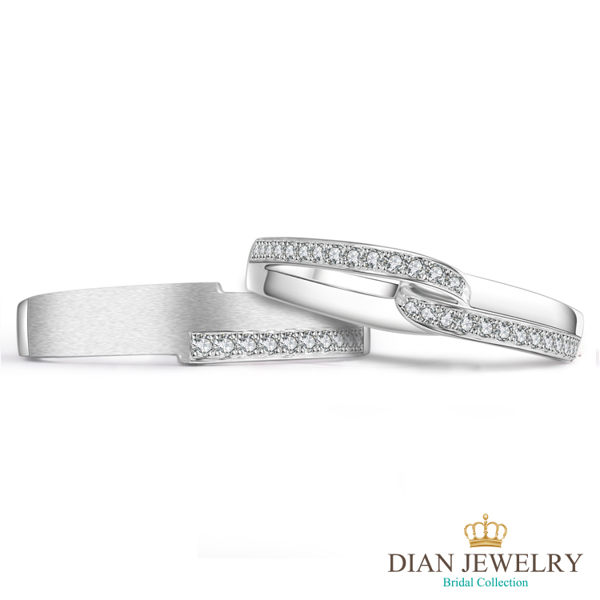 【DIAN 黛恩珠寶】環抱妳心 鑽石結婚對戒(情人鑽石對戒 系列)