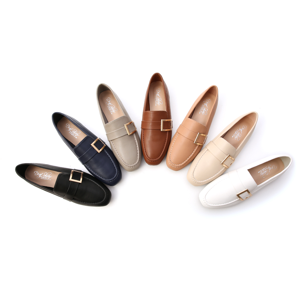 D+AF金屬大方釦平底樂福鞋 樂福鞋穿搭