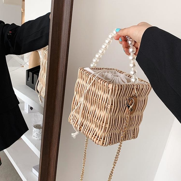 草编包 夏天海邊慵懶風手提沙灘草編包韓版手工編織藤編閨蜜包包兩人一對 樹可