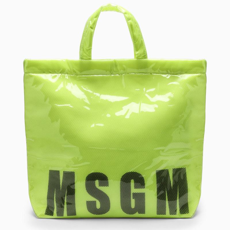 MSGM Lime PVC tote bag