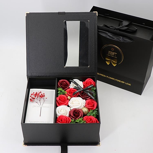 高檔ins玫瑰花香皂花禮盒送女友閨蜜生日禮物伴手禮 放禮物的盒子
