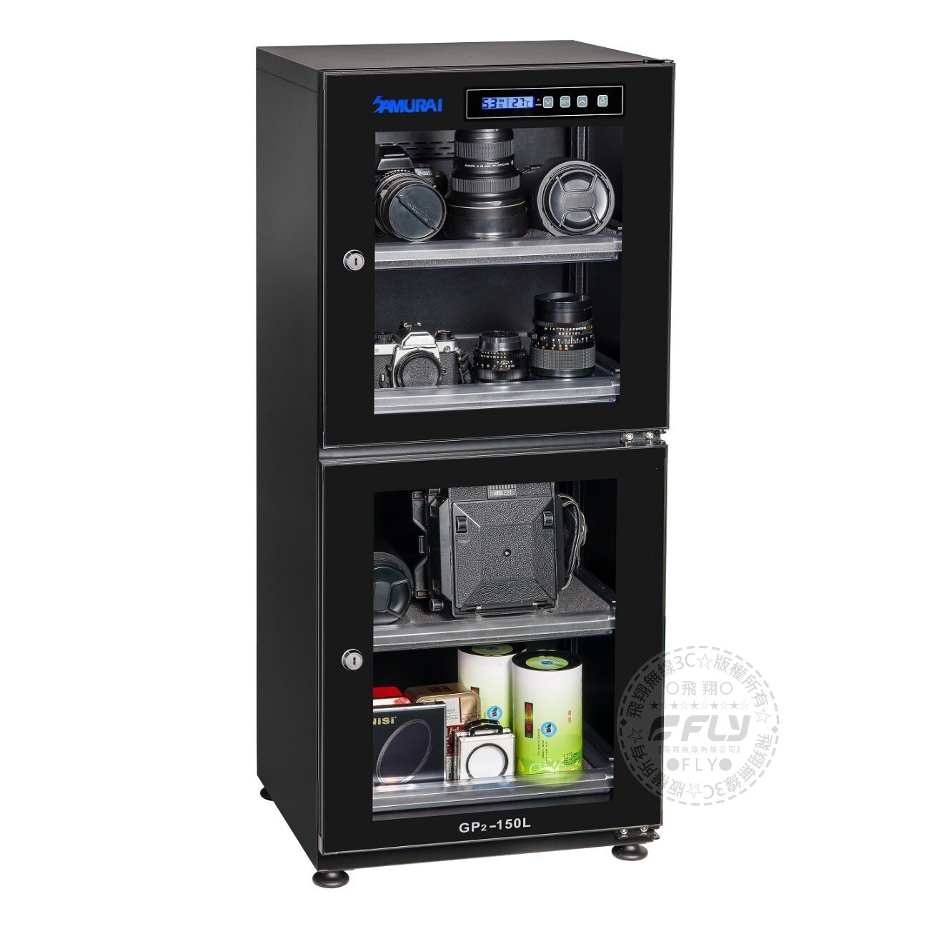 《飛翔無線3C》SAMURAI 新武士 GP2-150L 電子防潮箱 150公升◉公司貨◉5年保固◉液晶顯示◉乾燥收納