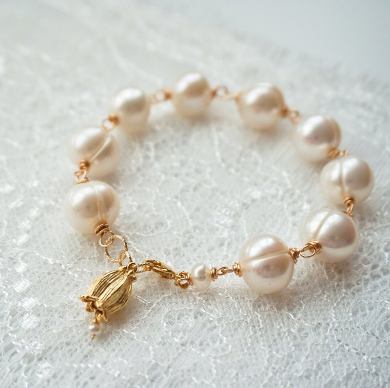 純手工制手鏈 / 天然螺紋珍珠 / 默認適合手圍15-16.5cm，其他尺寸請備注或聯系設計師