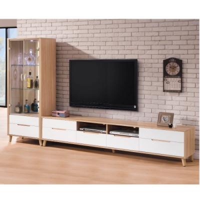 MUNA 肯詩特烤白雙色9尺L型電視櫃 276.2X40X172.7cm