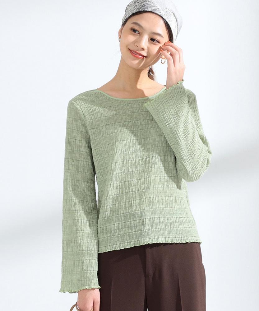 Ray BEAMS / 女裝 細褶 透膚 上衣