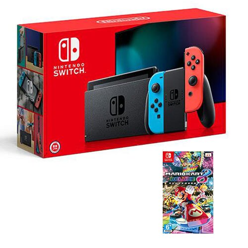 【預購】Nintendo Switch新款主機-紅藍手把+瑪利歐賽車8豪華版 (對應中文)【愛買】
