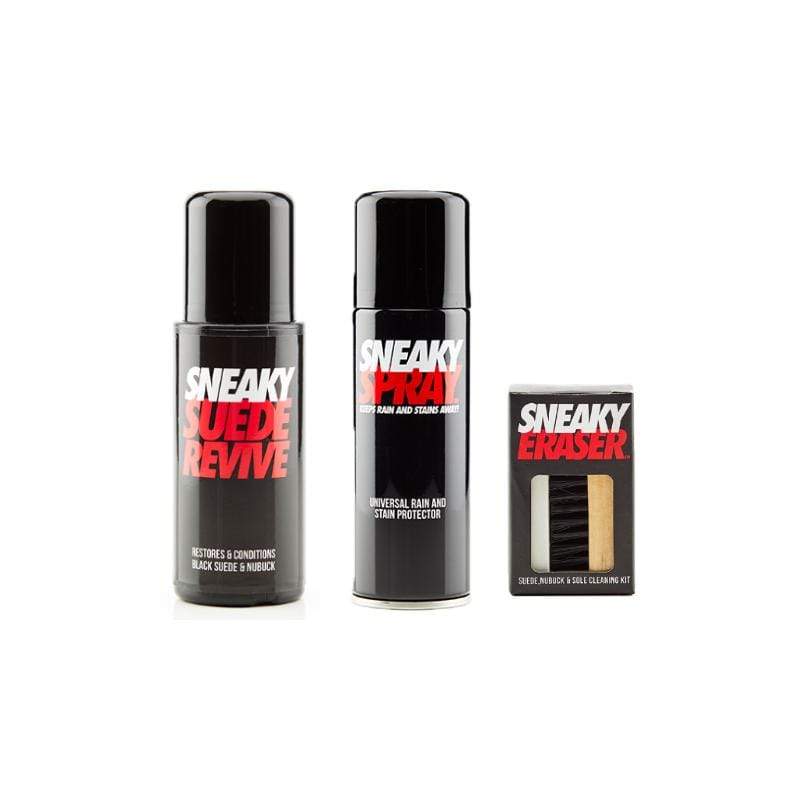 英國鞋類專業清潔保養 - 除汙防水護色組 : 麂皮保養劑 (黑色) +全能強效防潑水噴霧 + 清潔刷具保養組
