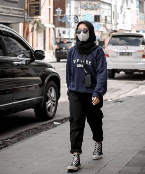 ootd hijab hoodie oversize