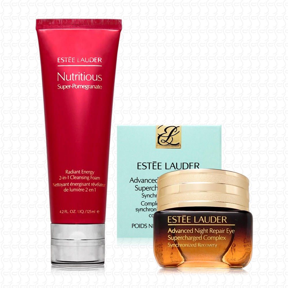ESTEE LAUDER雅詩蘭黛 特潤眼部超能量修護霜15ml+紅石榴潔膚乳125ml (沐妍心社)