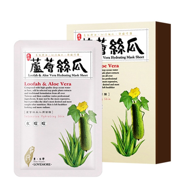 夏日清爽保濕面膜推薦4：豐台灣 蘆薈絲瓜沁潤蠶絲面膜 5片/盒，NT.299
