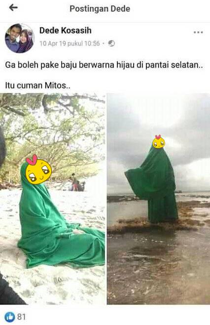 Viral Emak Emak Pakai Baju Hijau Di Pantai Selatan