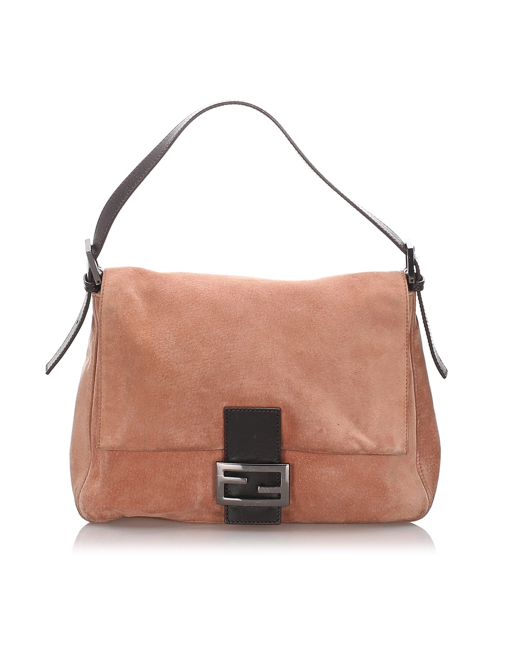 The Mamma Forever features a suede leather body, a flat leather strap, a front flap and strap with a