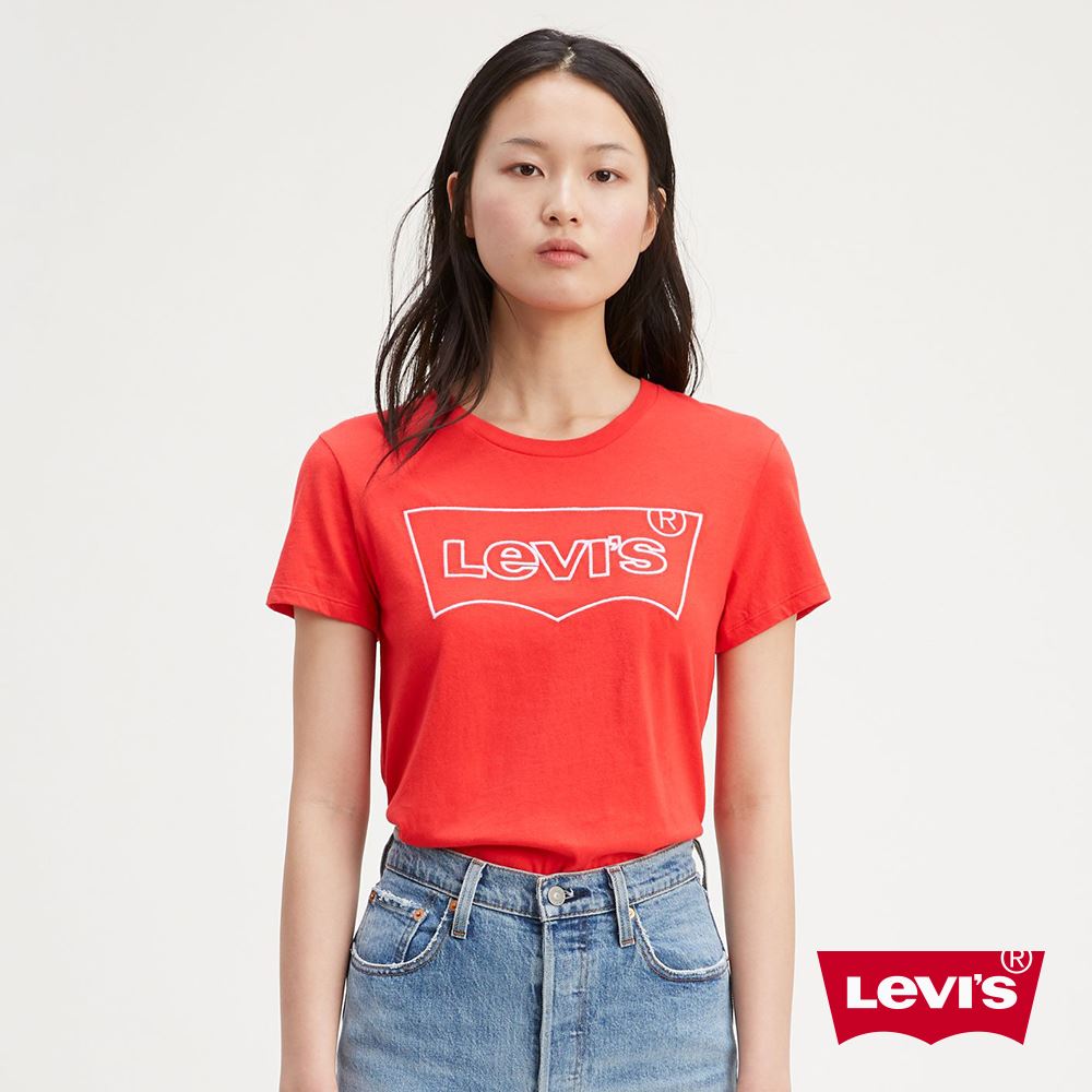 Levis 女款 短袖T恤 / 翻玩夏日Logo t / 刺繡描框Logo