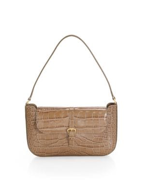 Inspired by 90s styles this mini bag is shaped like a baguette and made from luxe croc-embossed leat