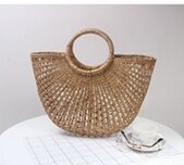 編織包基礎款純色手工鏤空半圓沙灘編織女包草編包藤編包竹編包