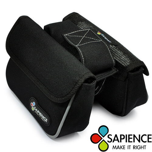 快拆式設計安裝拆卸不用1分鐘 內裡軟墊防震有一套 適用任何車款 可自由裝於車手把桿或是坐椅桿 透氣網袋清楚看得見 尺寸長 16.5 cm 寬 4 cm 高 10.5 cm * 兩個置物袋