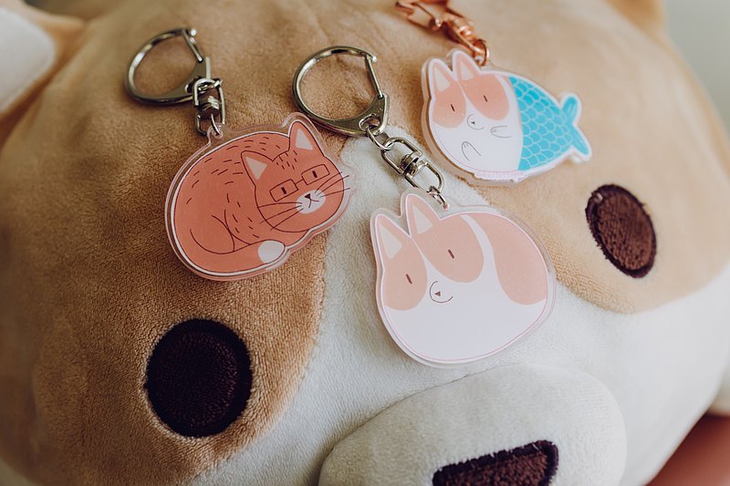 科與貓 | 橘貓、柯基、科基美人魚壓克力吊飾