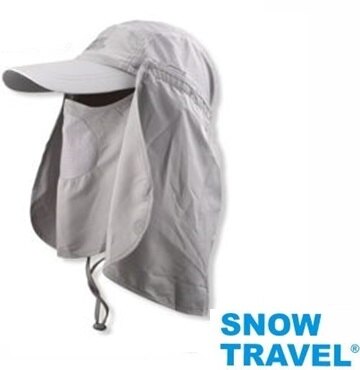 【SNOWTRAVEL】AH-4 灰 抗UV 遮陽休閒帽(臉/肩頸部 防曬 設計 進口HIGH-IQ抗UV40布料)任選1件