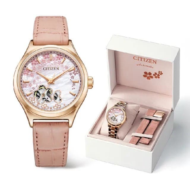 【CITIZEN 星辰】LADY'S系列 櫻雨紛飛機械套組 PC1019-66Y 現代鐘錶